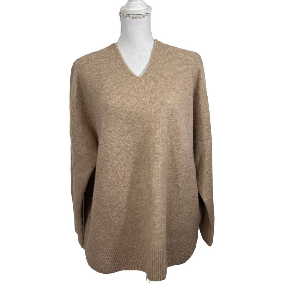 Asm Anna V Neck Oversized Tunic Sweater Soft Wool Blend